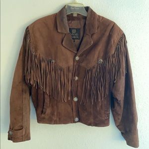 Classic Vintage Suede Leather Fringe Jacket